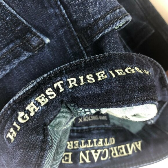 American Eagle Jeans Size 00 Highest Rise Jegging Blue Distressed Destroyed - Picture 6 of 7